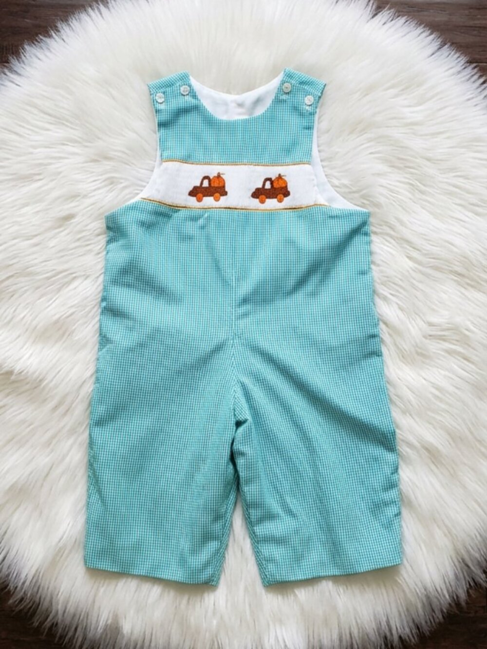 Smocktions Pumpkin Smocked Longalls Size 6m